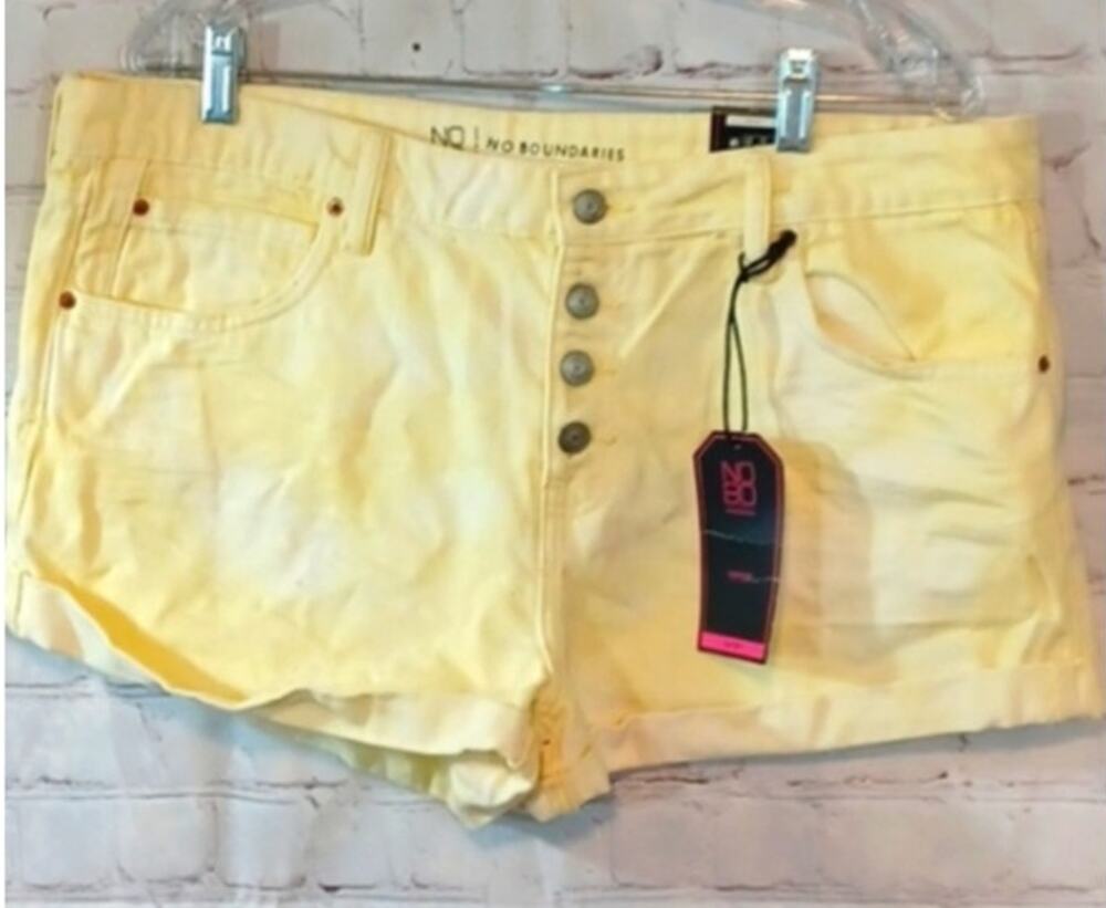 No Boundaries Yellow Tie Dye Shorts Juniors Size 9 NWT Button Fly Cotton NWT